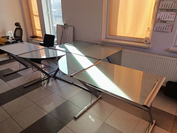 Szklane biurka narożne 170cm x170cm 2szt.