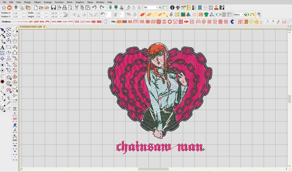 chainsam man Projekt Haftu Maszynowego