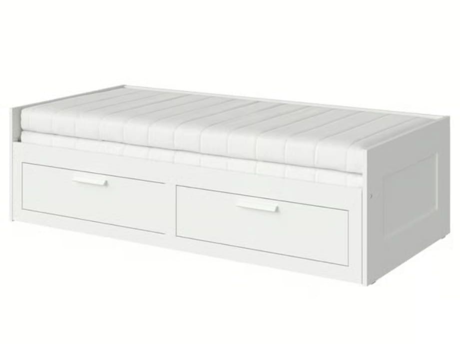 Cama individual dupla, com dois gavetões e dois conchões, cor branca