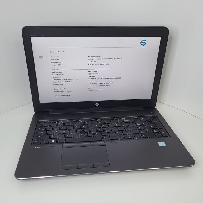 HP ZBook 15 G4 - Intel Core i7-7820HQ/32 GB/240 GB SSD
