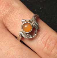 Srebrny pierścionek agat at warmet prl stary srebro stare biżuteria