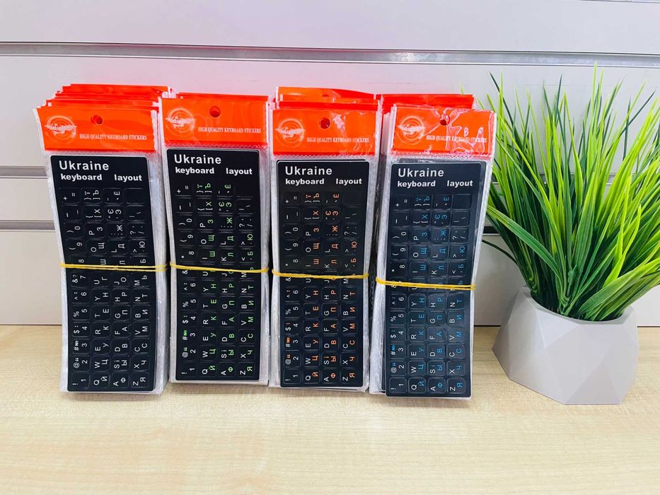 Нестираючі наклейки на клавіатуру для ноутбука вінілові UA/RUS/EN гурт
