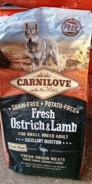 Карнілав 6кг. Carnilove Fresh Ostrich & Lamb for Small Breed Dogs(д/со
