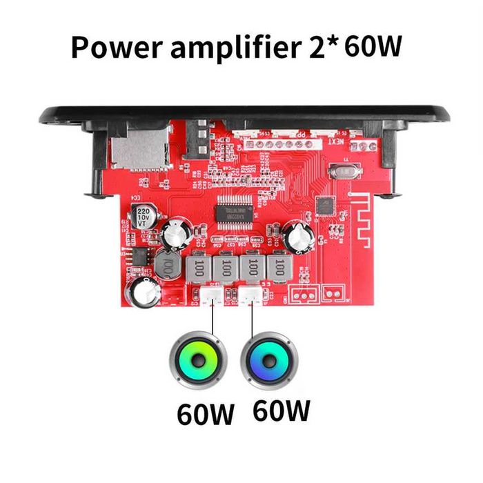 Модуль з ПІДСИЛЮВАЧЕМ 60Wx2! Bluetooth 5.2 MP3/WMA/FLAC плеєр декодер