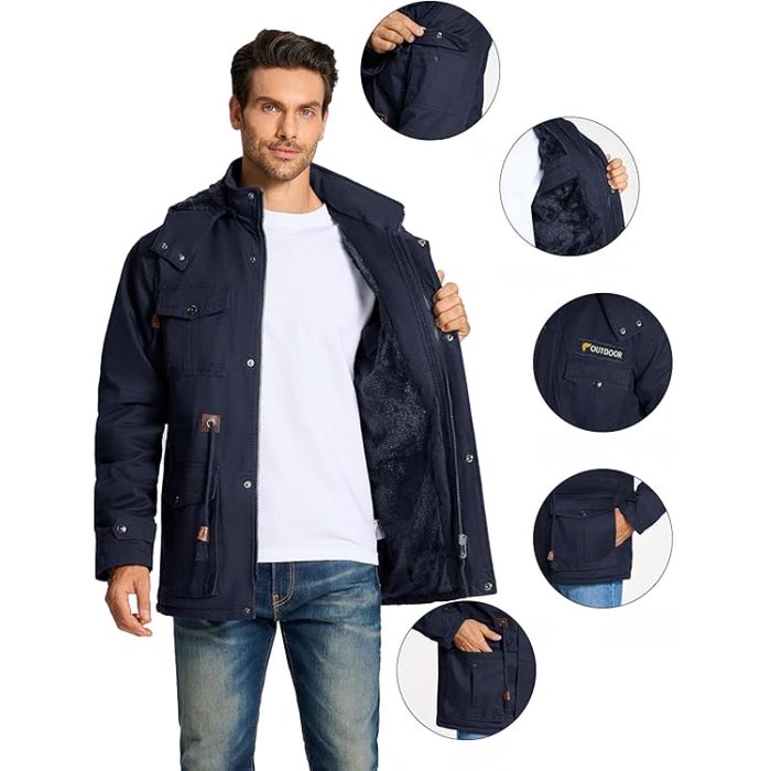 Męska granatowa parka ocieplana M