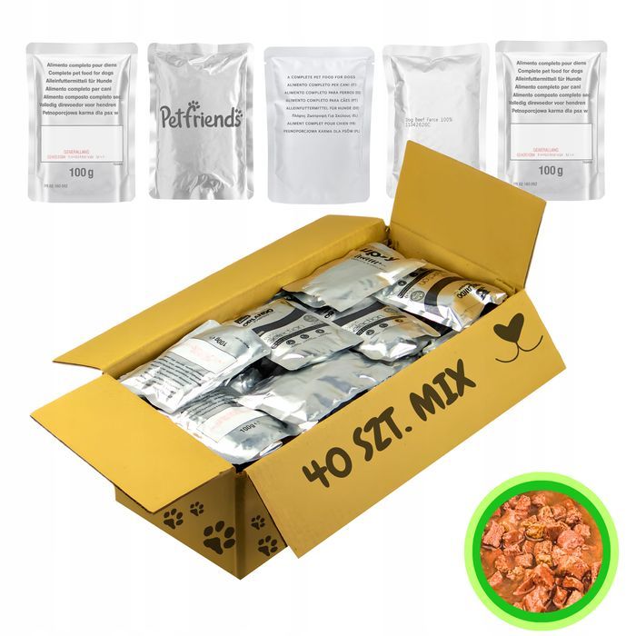 40Szt. Karma Mokra Dla Psa Saszetki Kawałki Sos Galaretka Mix Smaków