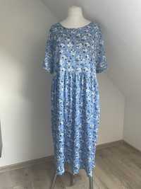 Długa sukienka niebieska w kwiaty Bonmarche r.46