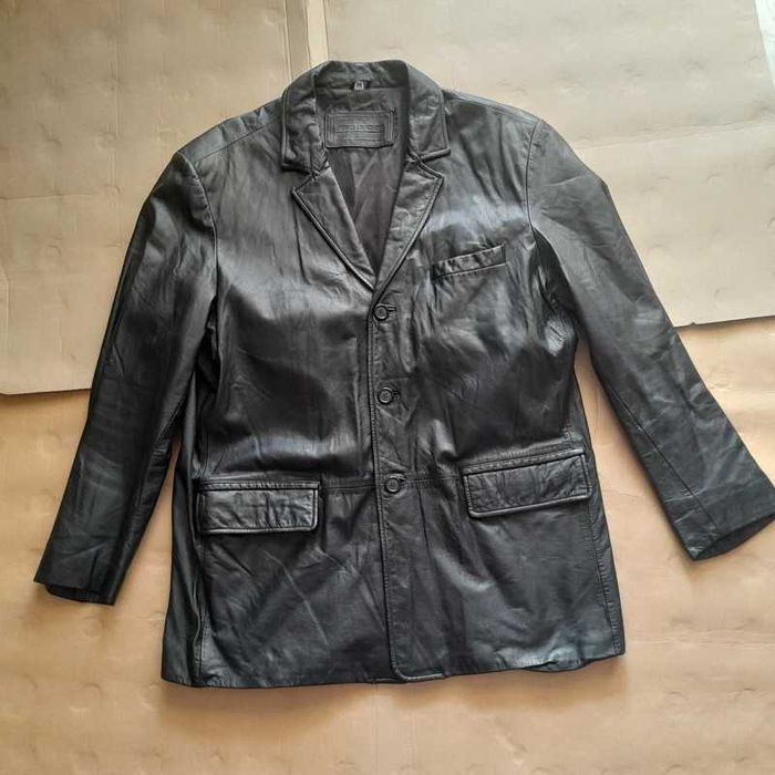Euro Leather.leather jacket męska marynarka skórzana z butonierką XL