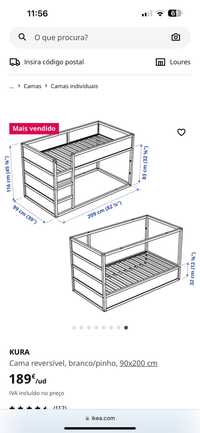 Cama kura IKEA que dá para utilizar de 2 maneiras