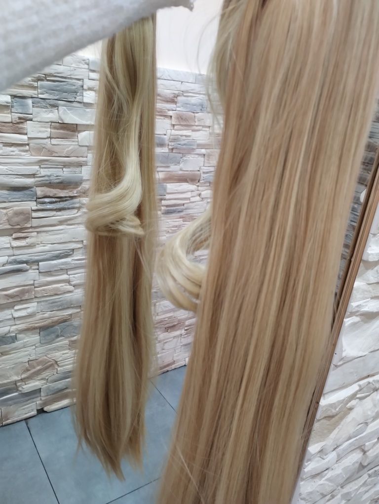 Włosy kucyk naturalny blond 70 cm bardzo naturalny