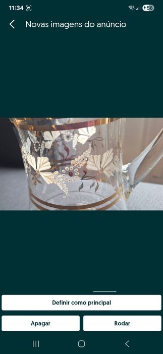 Jarra e 6 copos de vidro vintage