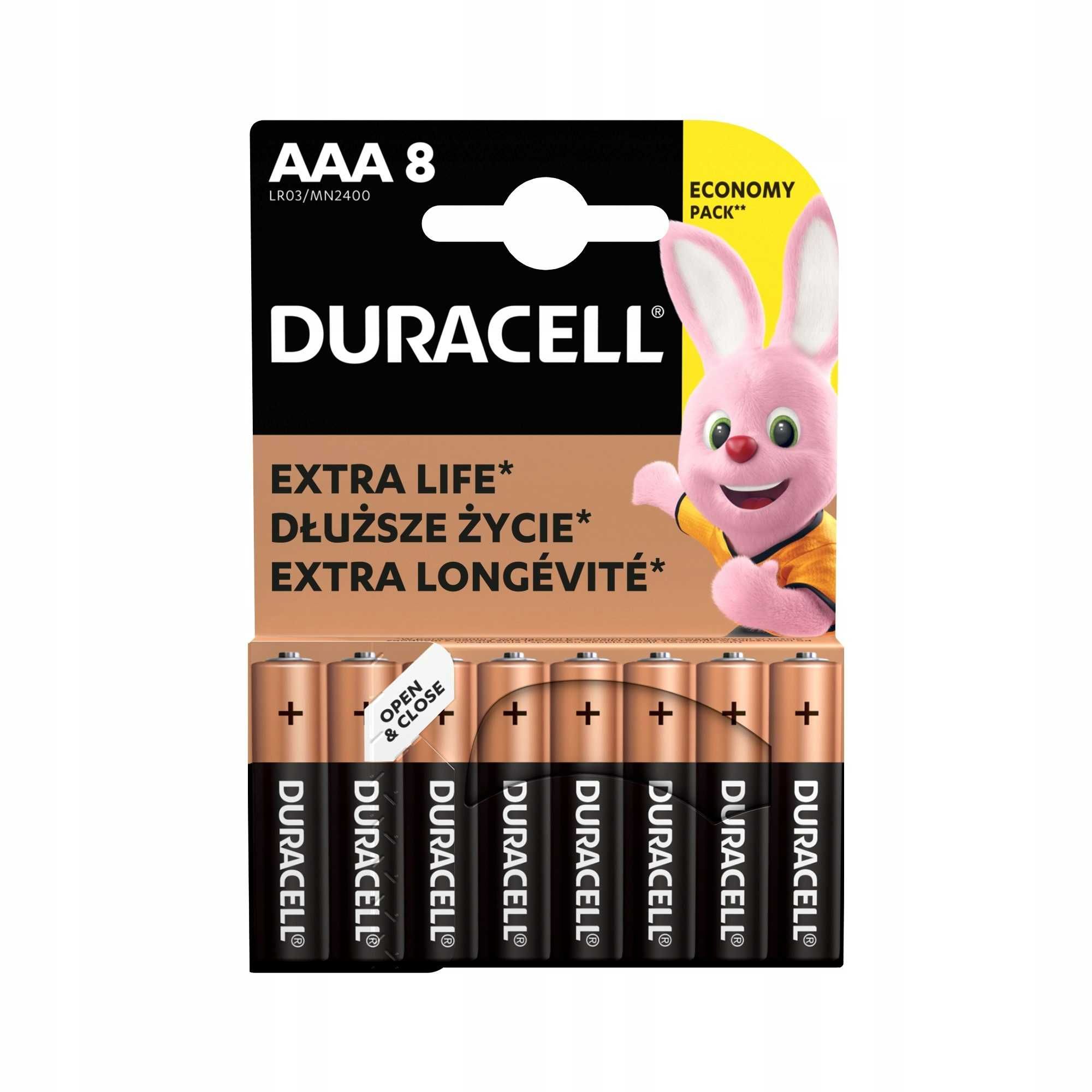 Bateria alkaliczna Duracell AAA (R3) 8 sztuk LR3 Oryginał najtaniej!