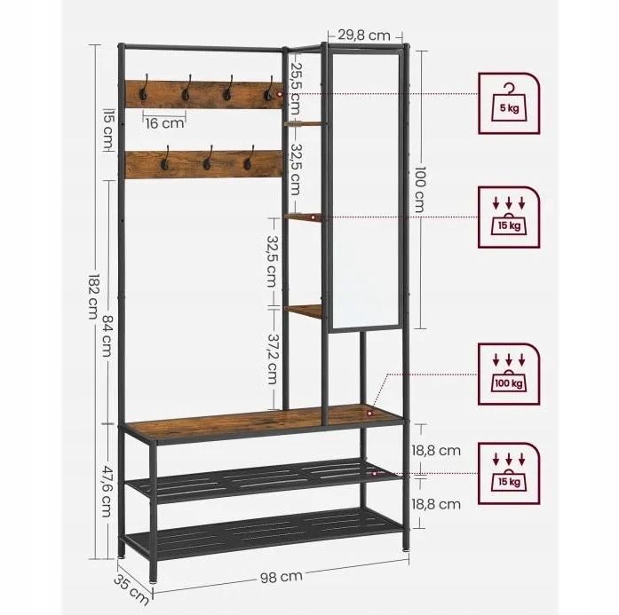 Szafka regał na buty z lustrem songmics HSR420B01