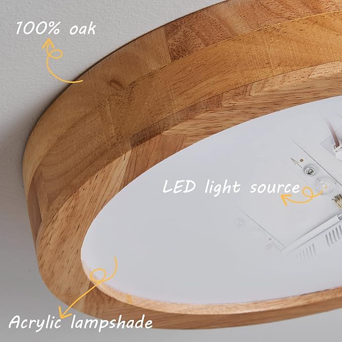 Lampa sufitowa LED Baerolc z dębu – Ciepła biel, 30 cm