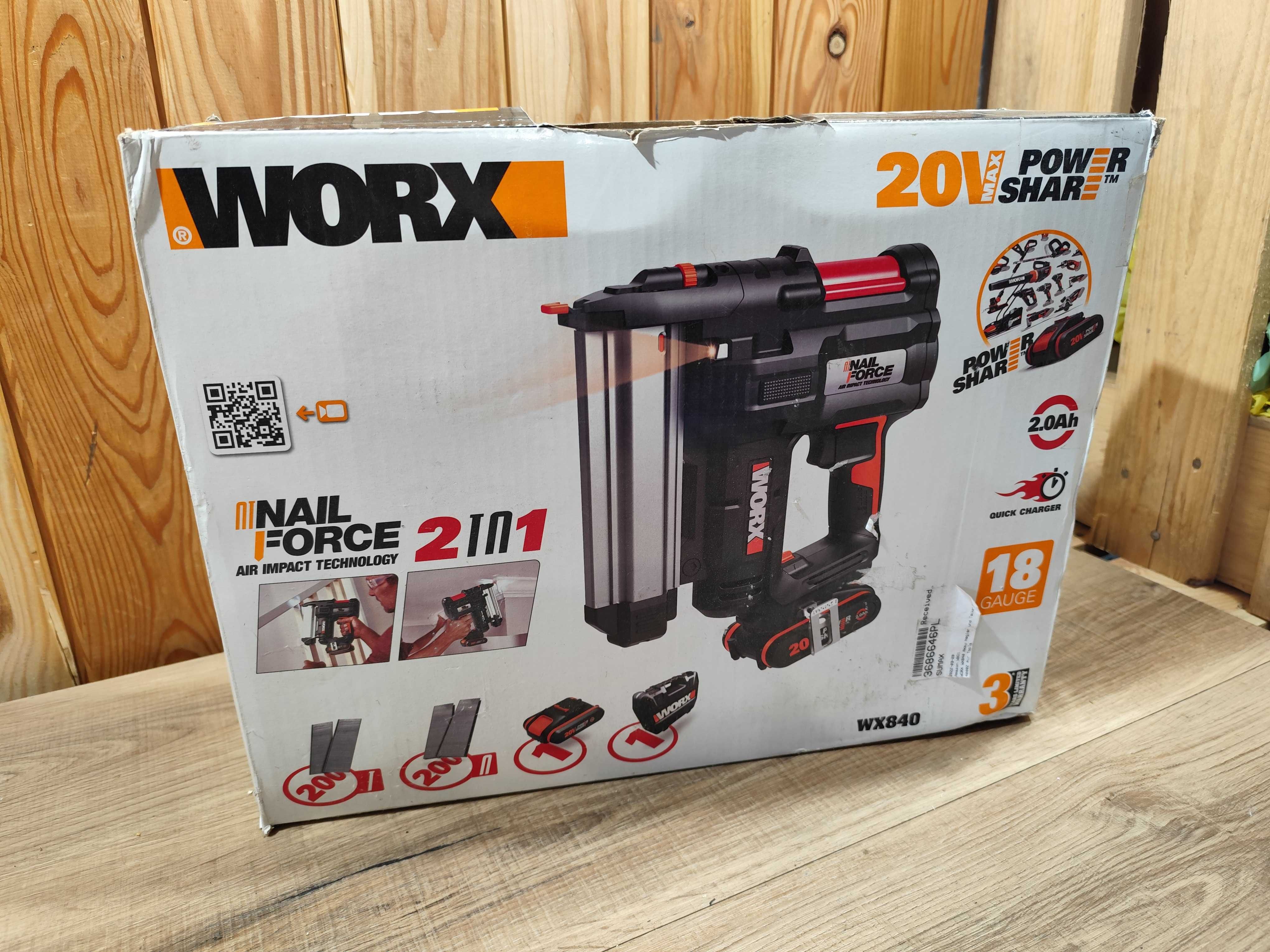 WORX WX840 Nailforce 2w1 Gwoździarka Akumulatorowa 20V USZKODZONA