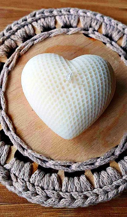 Naturalna Świeczka sojowa prezent Dzień Matki i Kobiet ażurowe serce