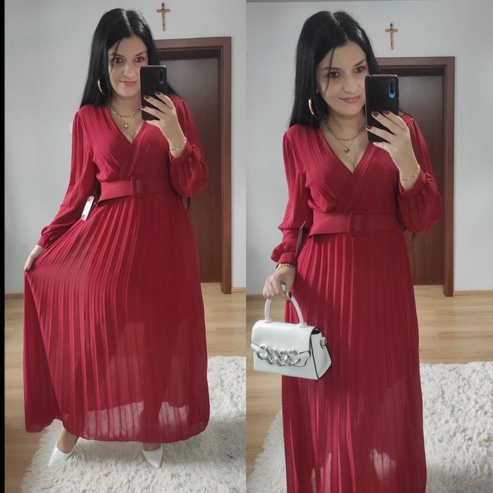 Sukienka długa maxi plisowana wesele impreza chrzciny