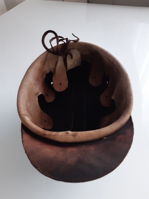 Kask zabytek górniczy skórzany oryginał PRL