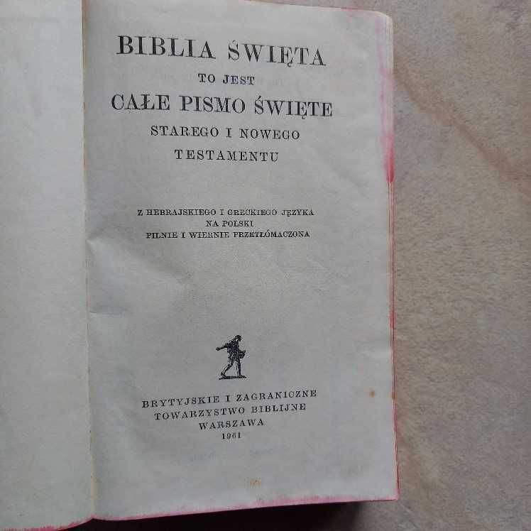 Biblia Gdańska Pismo Święte Stary i Nowy Testament 1961r-średni format