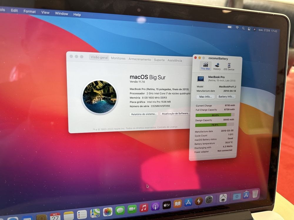 MacBookd Pro de 15 retina - late 2013 (8gb/256gb)