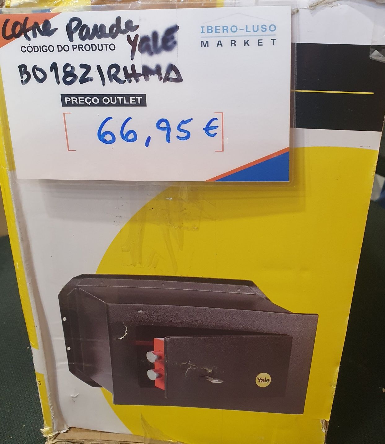 Cofre de parede YWV/230/KB1 preto com 2 chaves-YALE