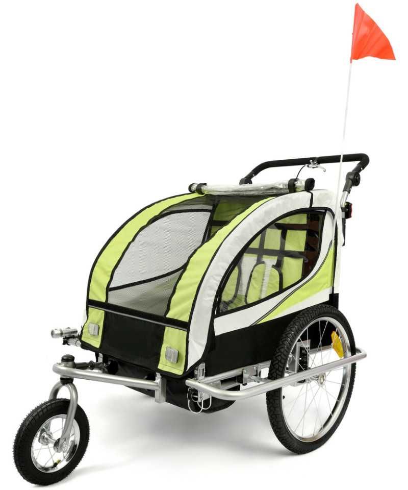 Przyczepka rowerowa 3w1 + OŚWIETLENIE LED 2-osobowa + JOGGER