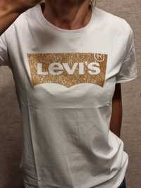Levi's koszulka złoto brokat  M