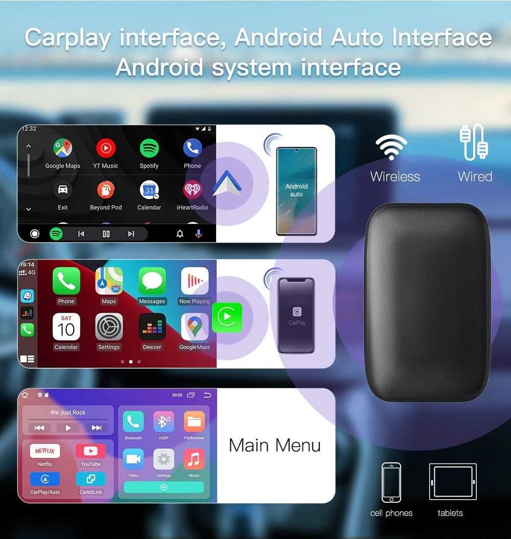 Мини адаптер для беспроводного CarPlay & Android Auto + YouTube