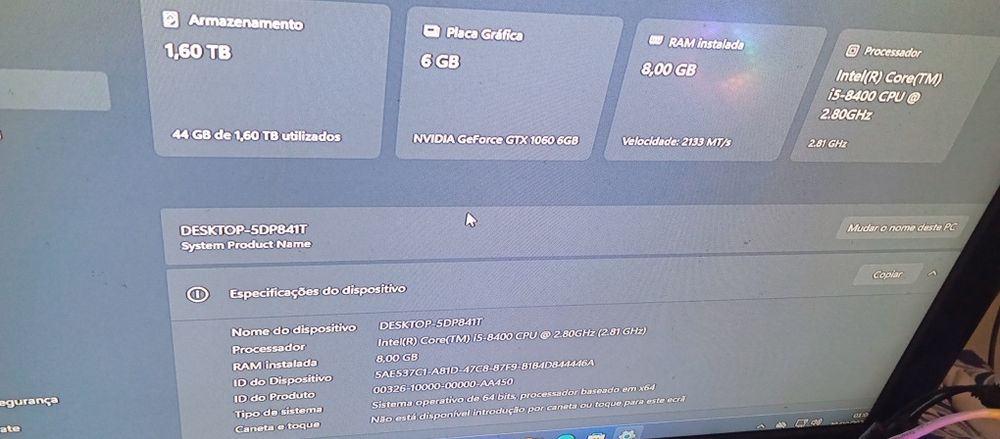Computador Core i5 gráfica 6gb 8gb RAM ssd 256 win11  top