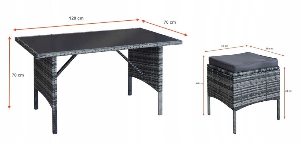ZESTAW MEBLE ogrodowe komplet wypoczynkowy PROMOCJA 2x Fotel 2x Pufa