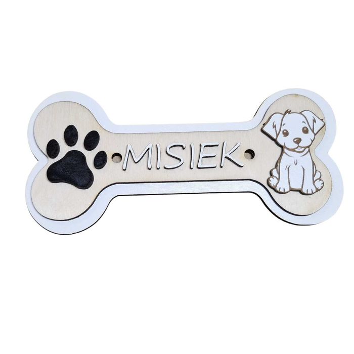 Kość Tabliczka w kształcie kości z imieniem psa 3D 19 cm