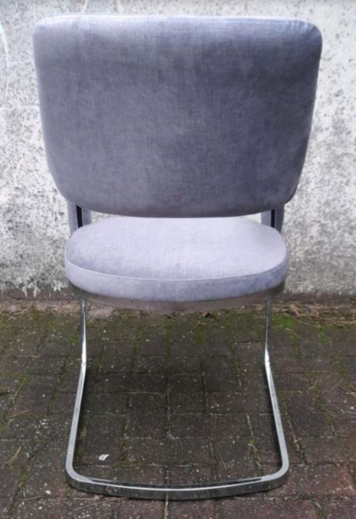 Krzesła Fotele na płozach 4 sztuki szare