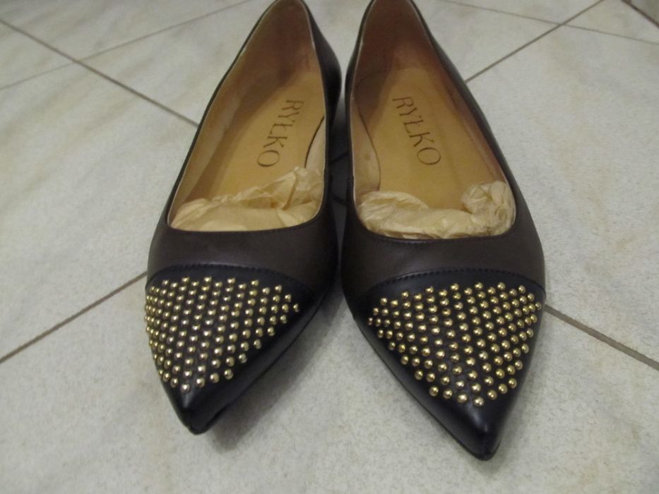 Baleriny Ryłko 37 brązowo-czarne - Nowe