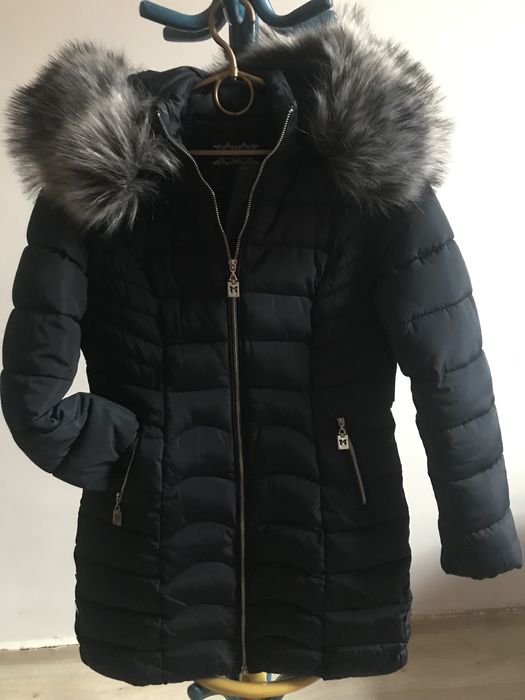 Kurtka ciepła GAROFF r. M 38 pikowana damska zimowa długa z kapturem