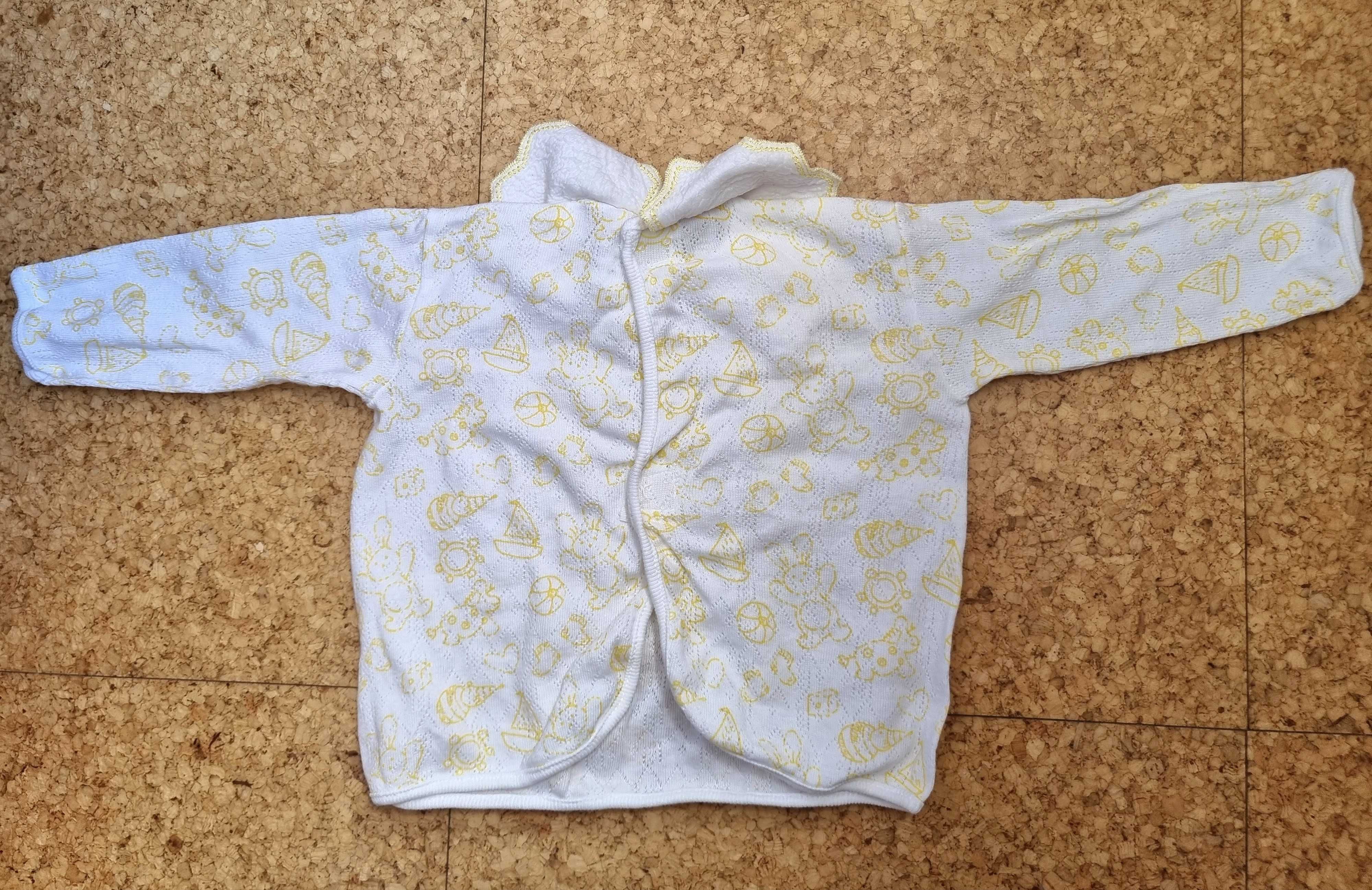 Conjunto com padrão branco e amarelo Bibi, 3 meses