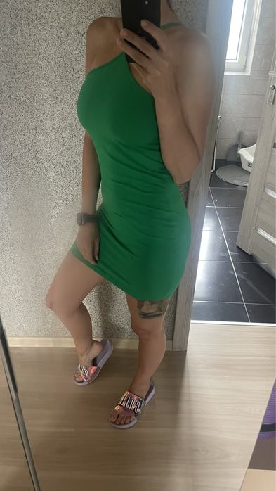 Zielona sukienka mini Sinsay XS/34 bawelna