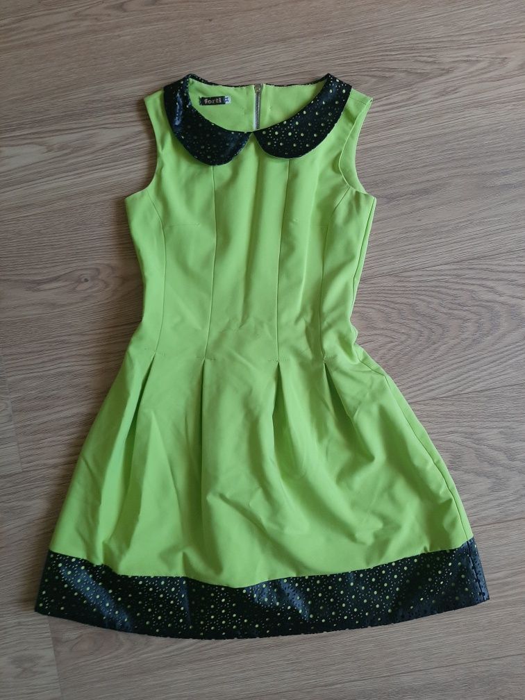 Eleganacka sukienka w kolorze limonki 34