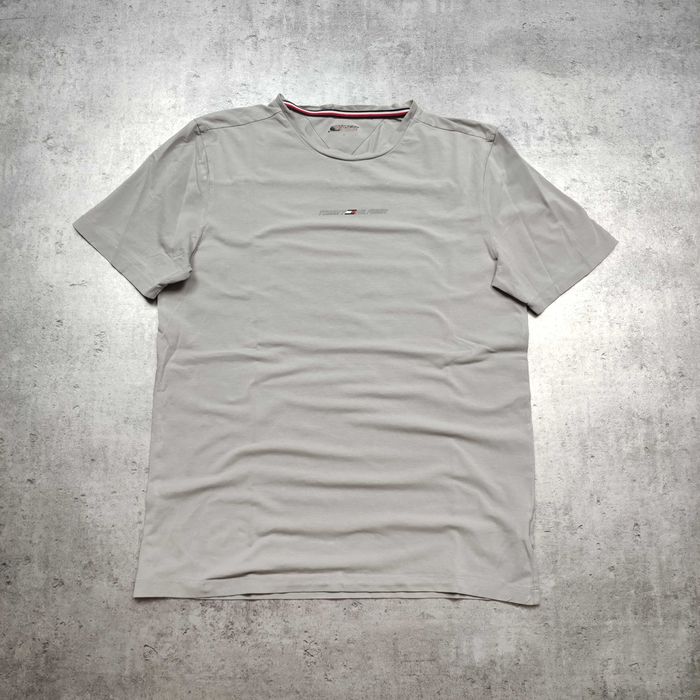 MĘSKA Koszulka Bawełna Szara PREMIUM Logo Elegancka Tommy Hilfiger