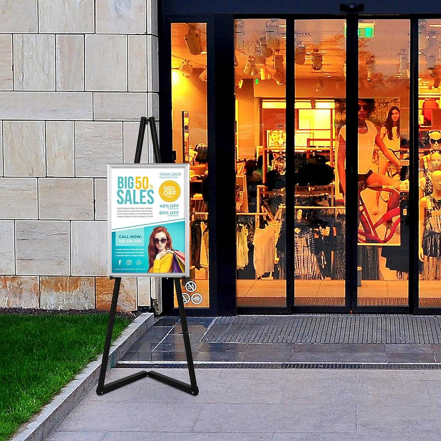 DISPLAY SALES Mobilna sztaluga aluminiowa, czarna, do ram do 120 cm