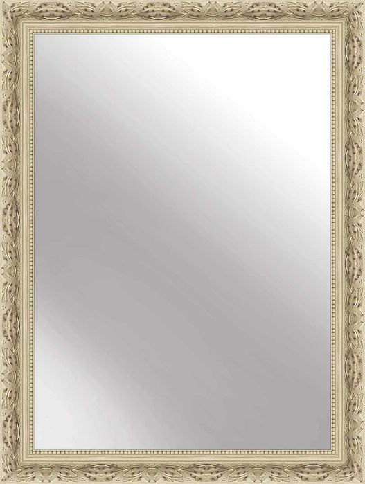 Lustro ścienne ozdobne w drewnianej ramie 50X70cm nowe beżowe zdobione