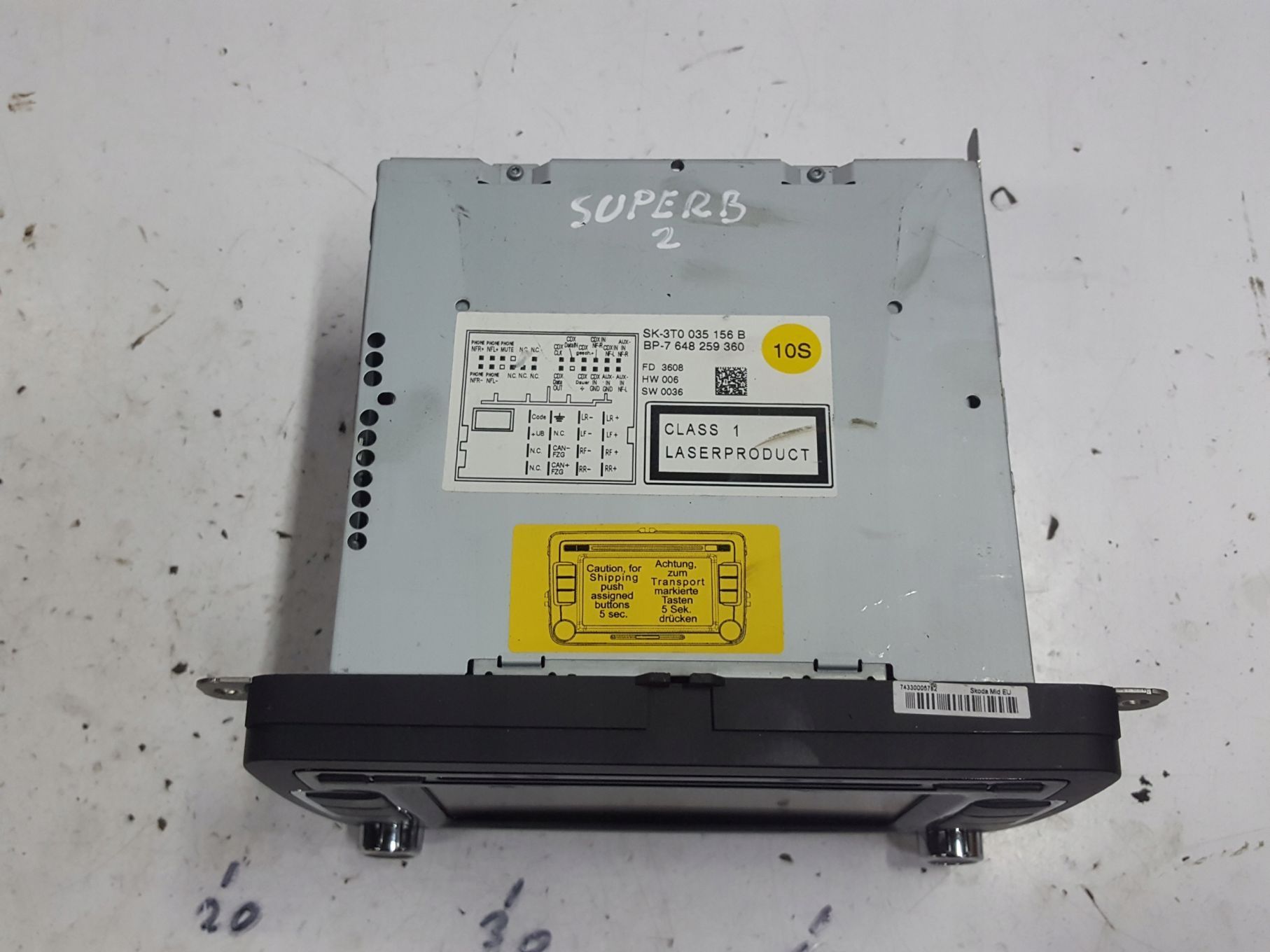 SKODA SUPERB 2 II 08r- RADIO CD RADIOODTWARZACZ 3T0035156B