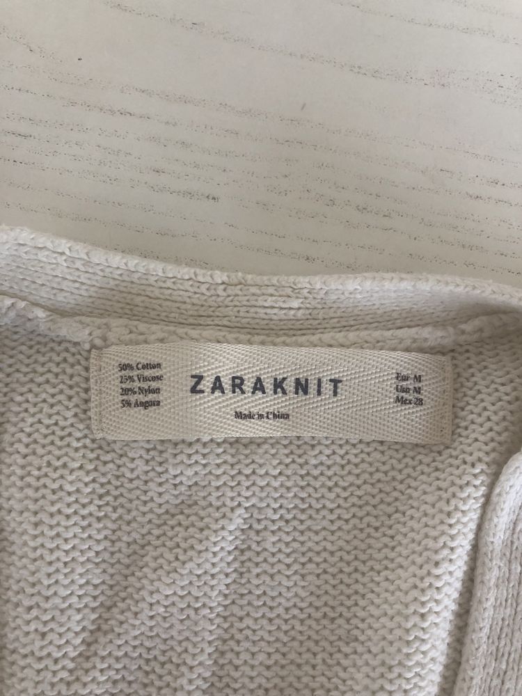 Casaco de malha Zara knit Branco - tam. M Mex. 28