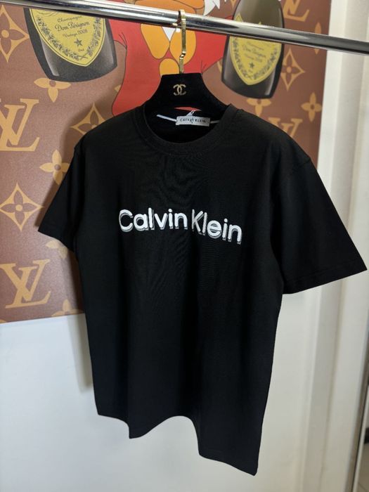 ЦЕНА БЫЛА 2400! Мужская футболка Кельвин черная майка Бренд хлопок 100