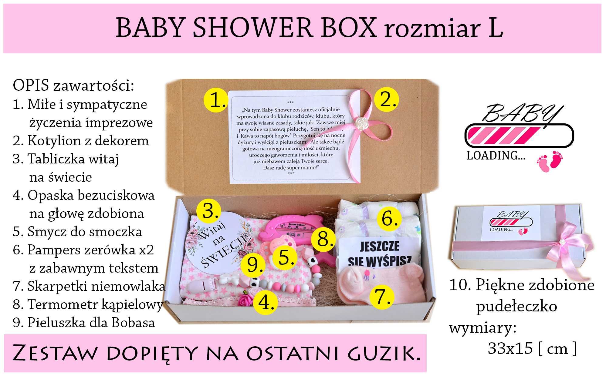Dopracowany BOX Prezent na Baby Shower. Elegancki Zestaw