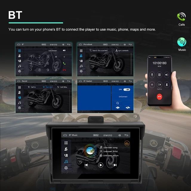 Ecrã navegação Carplay e Android Auto 5 polegadas para Moto BT NOVO