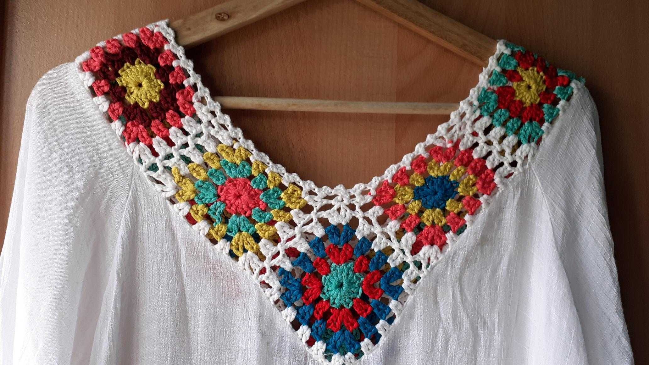 Túnica fresca com macramé M/L