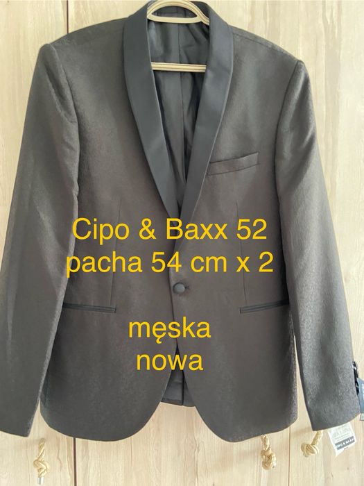 Cio& baxx 52 L czarna nowa z metką męska marynarka smoking ekskluzywna