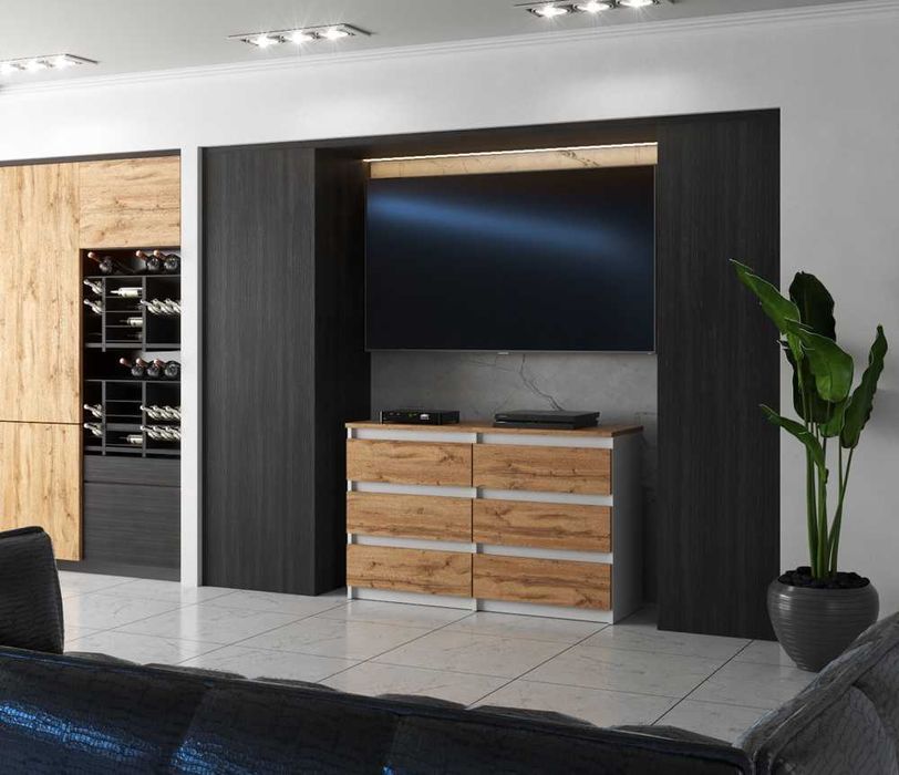 Komoda Hugo Nowoczesna Z 6 Szufladami 100cm Pojemna Szafka Do Salonu