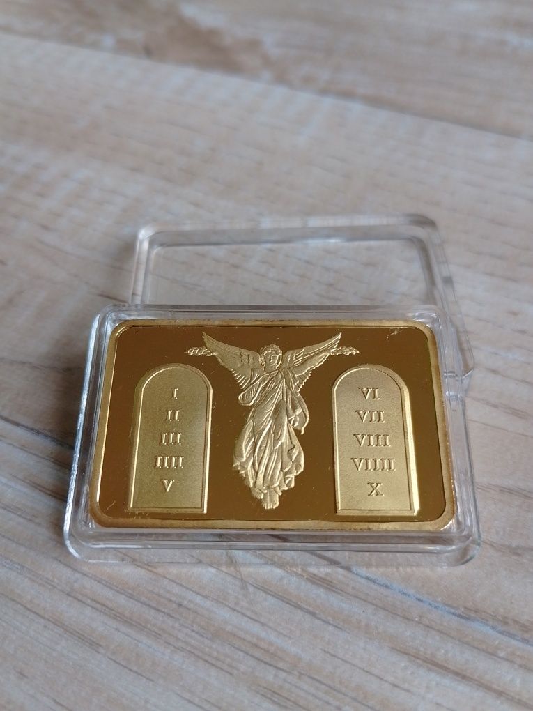 Sztab. Tablice Mojżesza/Ukrzyżowanie. Plater 24k gold. Cudo!