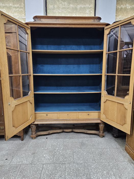 Duża dębowa biblioteka francuska witryna /